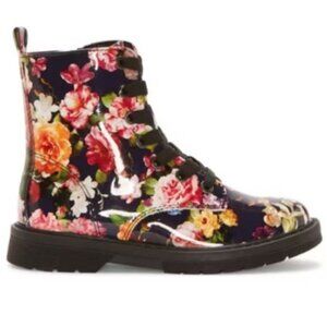 JCP TH Reese Floral Multi Combat Boots Size 5M Womens Synthetic Upper Black Sole